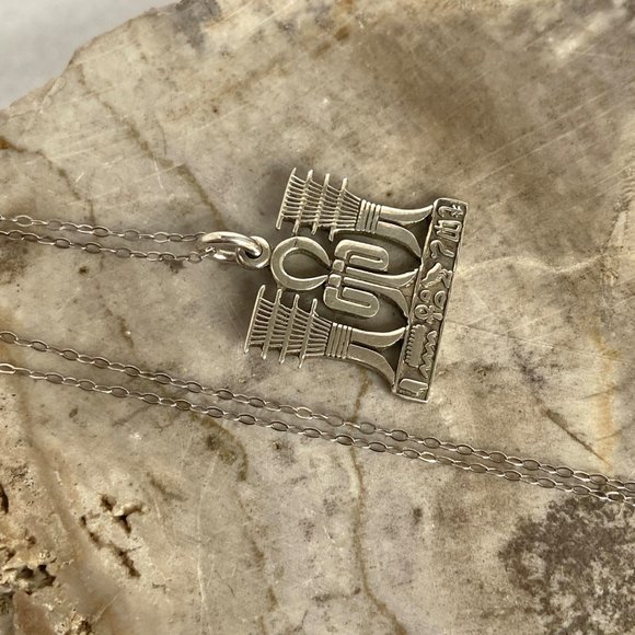 Sterling Silver 925 Egyptian Knot Of Isis Djed Pillars Pendant Necklace 20" - Picture 11 of 16